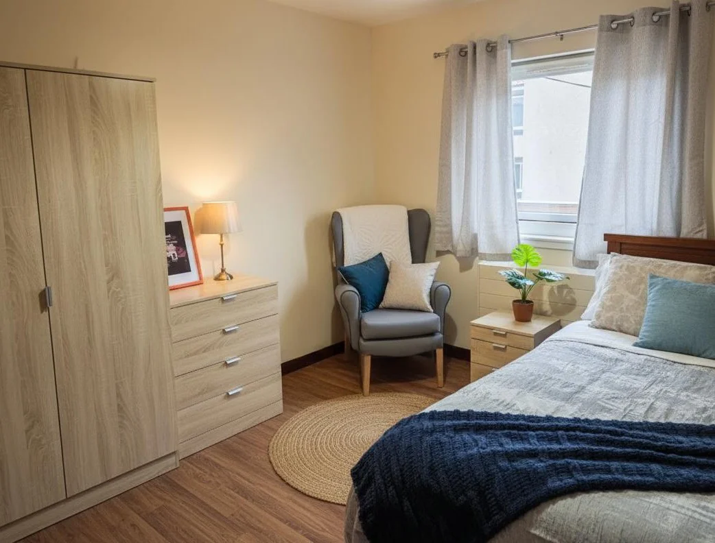 Comfortable bedroom accommodation at Broxburn Care Home, West Lothian